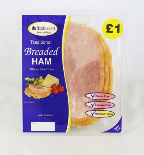 Picture of BREADED HAM SLICES 10x90G £1.00 PMP