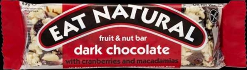 Picture of EAT NATURAL DARK CHOCOLATE WITH CRANBERRIES & MACADAMIAS 12X45G