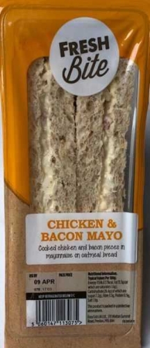 Picture of FRESH BITE CHICKEN & BACON MAYONNAISE SANDWICH 10X144G