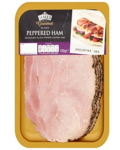 Picture of HALLS GOURMET SLICED PEPPERED HAM 100G