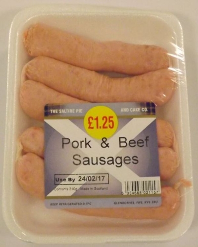 Picture of SALTIRE PORK & BEEF SAUSAGES 120G £1.25 PMP