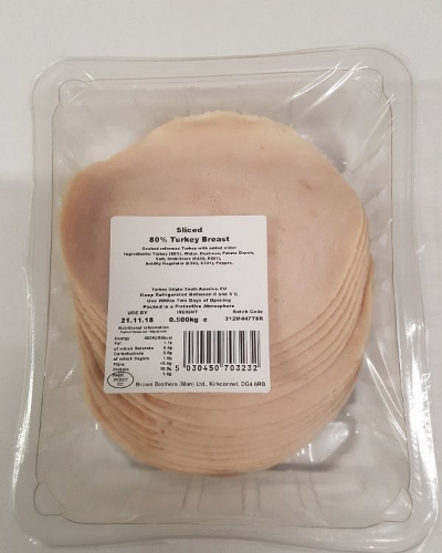 Picture of SLICED TURKEY 80% CAP 500G.