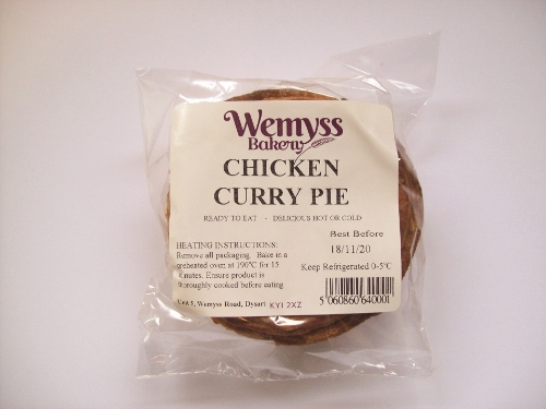 Picture of WEMYSS BAKERY CHICKEN CURRY PIE SINGLE