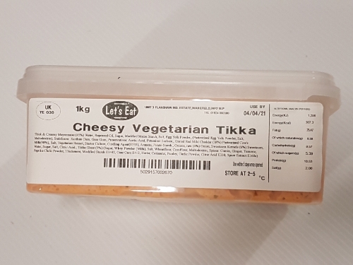 Picture of LET'S EAT CHEESY VEGETARIAN TIKKA 1KG
