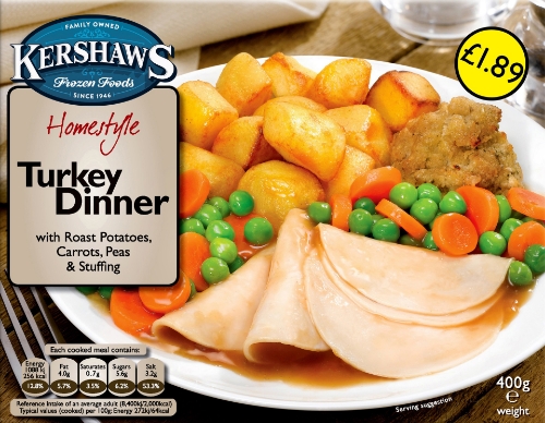 Picture of FROZEN KERSHAWS TURKEY DINNER 6X400G £1.89 PMP