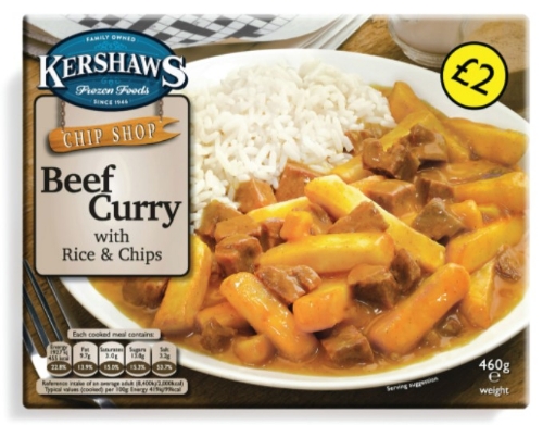 Picture of FROZEN KERSHAWS BEEF CURRY 12X460G £2.00 PMP