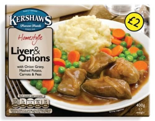 Picture of FROZEN KERSHAWS LIVER & ONION 12X400G £2.00 PMP