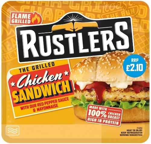 Picture of RUSTLERS GRILLED CHICKEN SANDWICH 4x150G £2.10 PMP