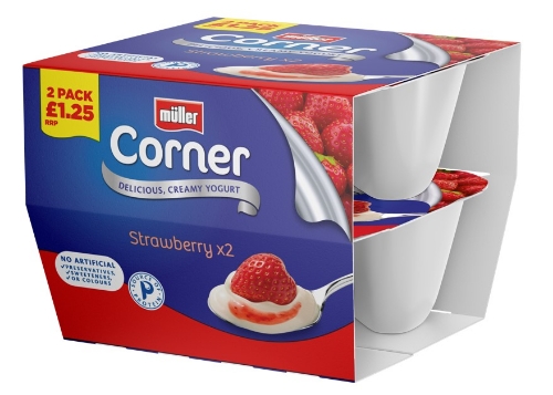 Picture of MULLER TWIN PACK STRAWBERRY CORNER 3X2X136G PMP £1.25