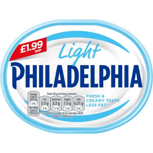 Picture of PHILADELPHIA LIGHT SOFT CHEESE 10x165G PMP £1.99