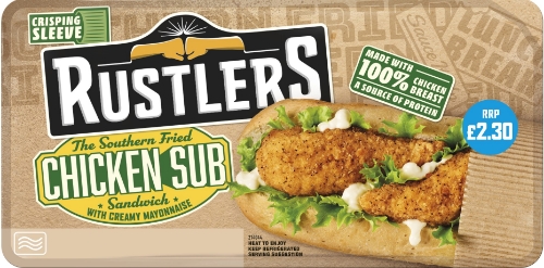 Picture of RUSTLERS SUB SOUTHERN FRIED CHICKEN 4X158G £2.30 PMP