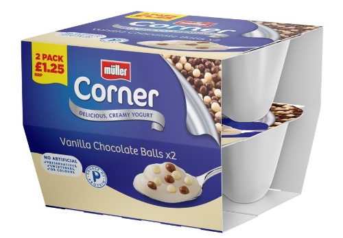 Picture of MULLER TWIN PACK VANILLA CHOCO BALLS 3X2X124G PMP £1.25