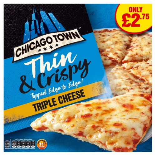 Picture of FROZEN CHICAGO TOWN THIN & CRISPY TRIPLE CHEESE 6X325G £2.75 PMP