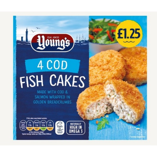 Picture of FROZEN YOUNGS 4 COD FISH CAKES 12X200G £1.25 PMP