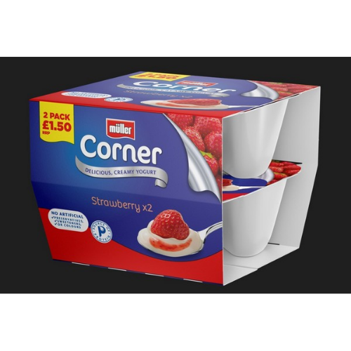 Picture of MULLER TWIN PACK STRAWBERRY CORNER 3X2X136G PMP £1.50