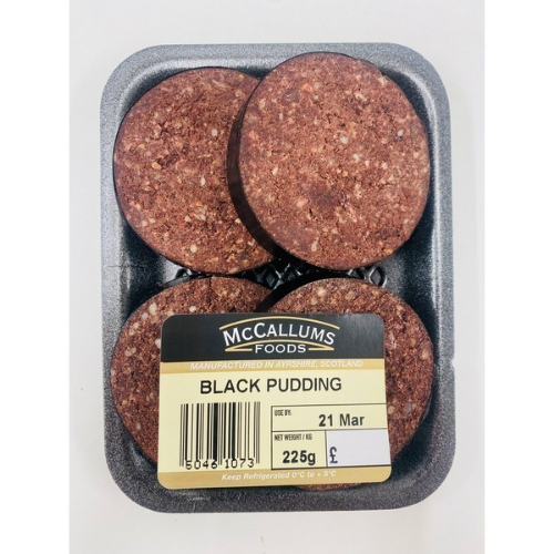 Picture of MCCALLUMS SLICED BLACK PUDDING 225G £2.80 PMP