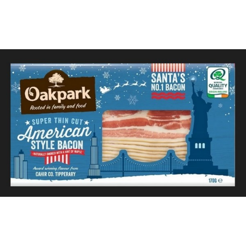 Picture of OAKPARK SMOKED STREAKY AMERICAN STYLE BACON 10X170G