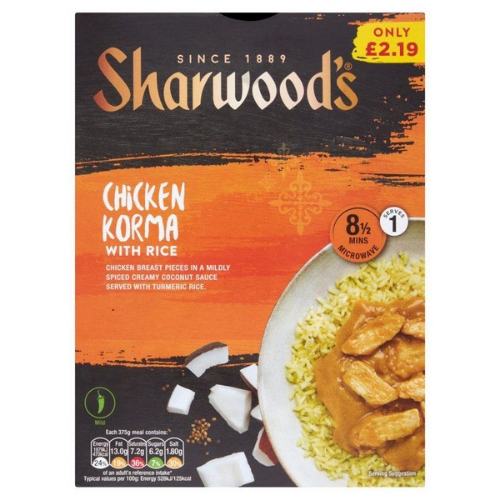 Picture of FROZEN SHARWOODS CHICKEN KORMA 6X375G £2.19 PMP
