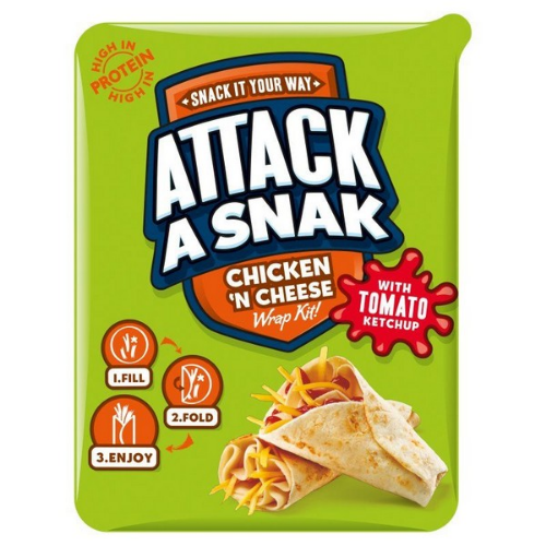 Picture of ATTACK A SNAK CHICKEN N CHEESE WRAP KIT 8x86G 