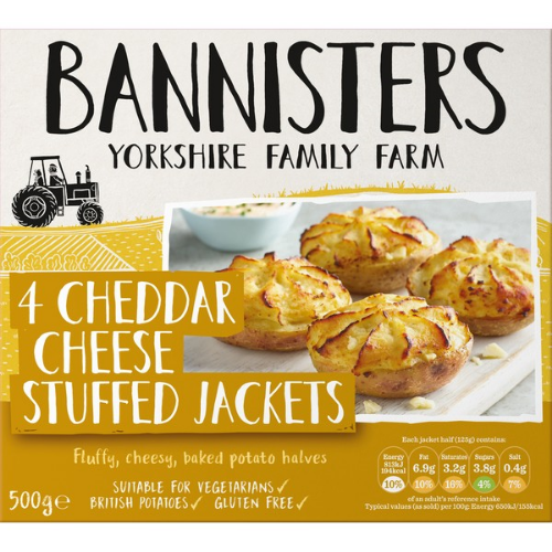 Picture of FROZEN BANNISTERS 4 CHEDDAR CHEESE STUFFED JACKETS 12X500G