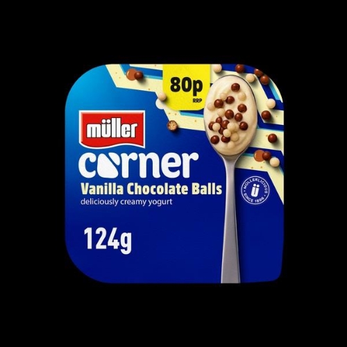 Picture of MULLER CRUNCH CORNER VANILLA CHOCOLATE BALLS 6X124G £0.80 PMP