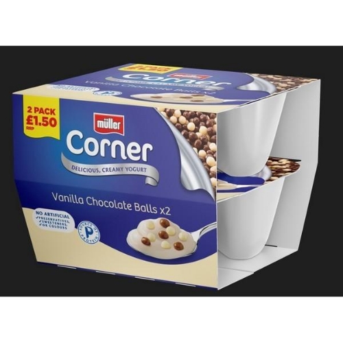 Picture of MULLER TWIN PACK VANILLA CHOCO BALLS 3X2X124G £1.50 PMP