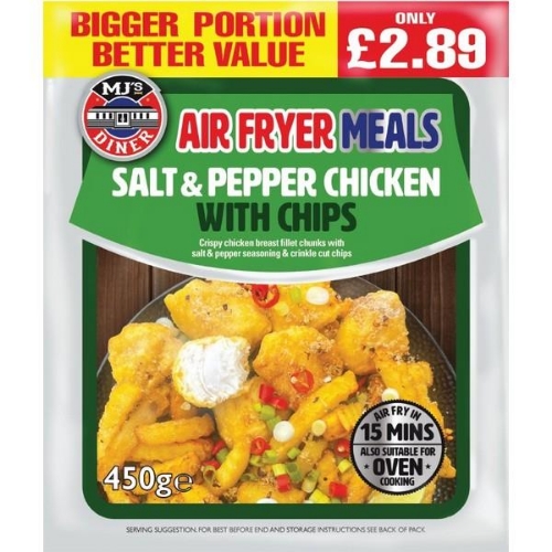 Picture of FROZEN MJS SALT & PEPPER CHICKEN WITH CHIPS 12X450G £2.89 PMP 