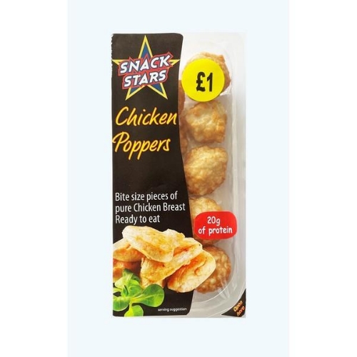 Picture of SNACK STARS CHICKEN POPPERS 8X100G £1.00 PMP DFE