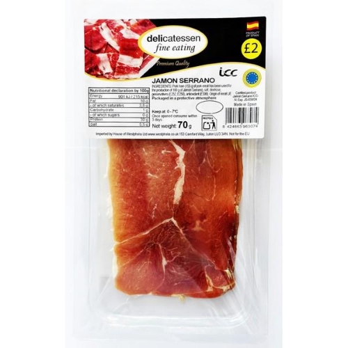 Picture of DFE SERRANO HAM SLICED 70G £2.00 PMP 