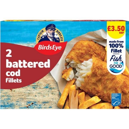 Picture of FROZEN BIRDS EYE 2 BATTERED COD FILLETS 8X200G £3.50 PMP