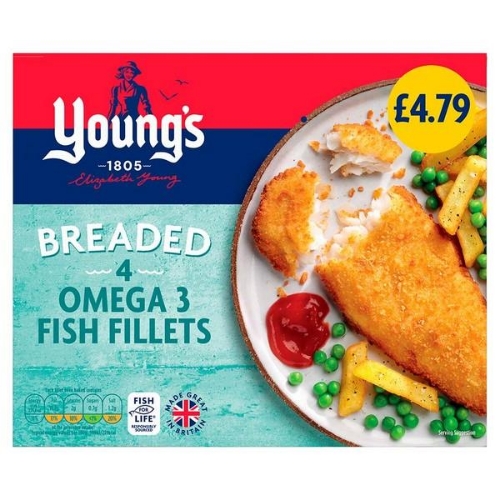 Picture of FROZEN YOUNGS BREADED CHIP SHOP 4 FISH FILLETS 8X400G £4.79 PMP