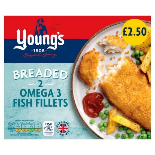 Picture of FROZEN YOUNGS BREADED CHIP SHOP 4 FISH FILLETS 12X200G £2.50 PMP
