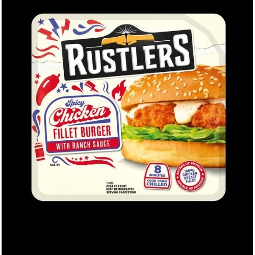 Picture of RUSTLERS SPICY CHICKEN FILLET BURGER 4X159G 