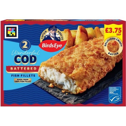 Picture of FROZEN BIRDS EYE 2 BATTERED COD FILLETS 8X200G £3.75 PMP