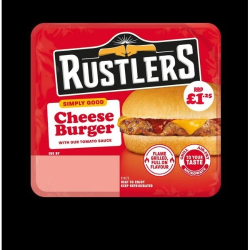 Picture of RUSTLERS SIMPLY GOOD CHEESEBURGER 4x111G £1.25 PMP
