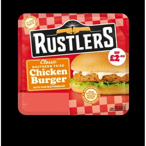 Picture of RUSTLERS SOUTHERN FRIED CHICKEN BURGER 4x132G £2.00 PMP